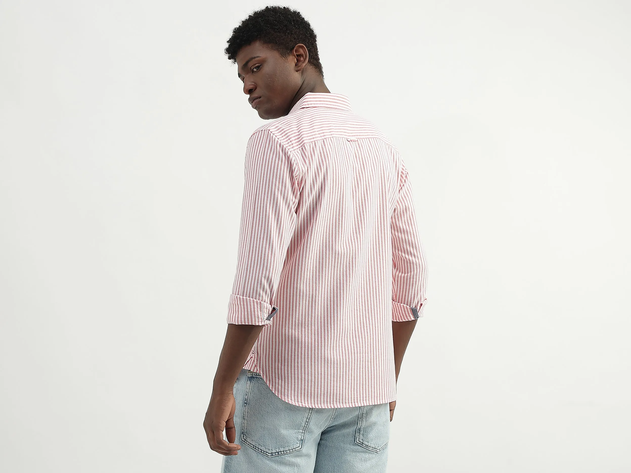 Cotton Striped Spread Collar Mens Shirts