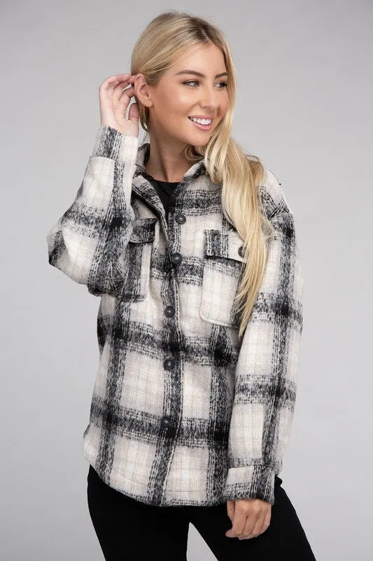 COZY PLAID FLANNEL SHACKET