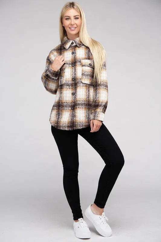 COZY PLAID FLANNEL SHACKET