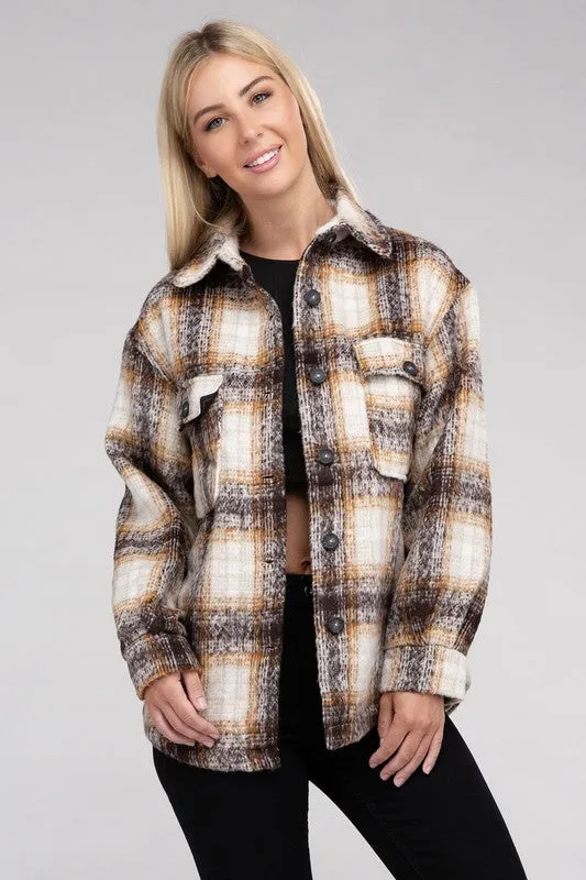 COZY PLAID FLANNEL SHACKET