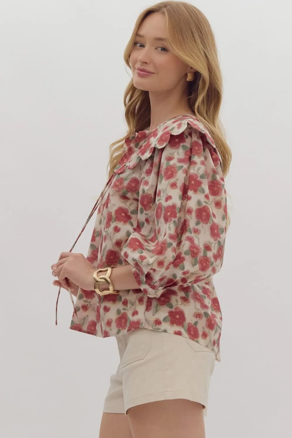 Cranberry Floral Blouse