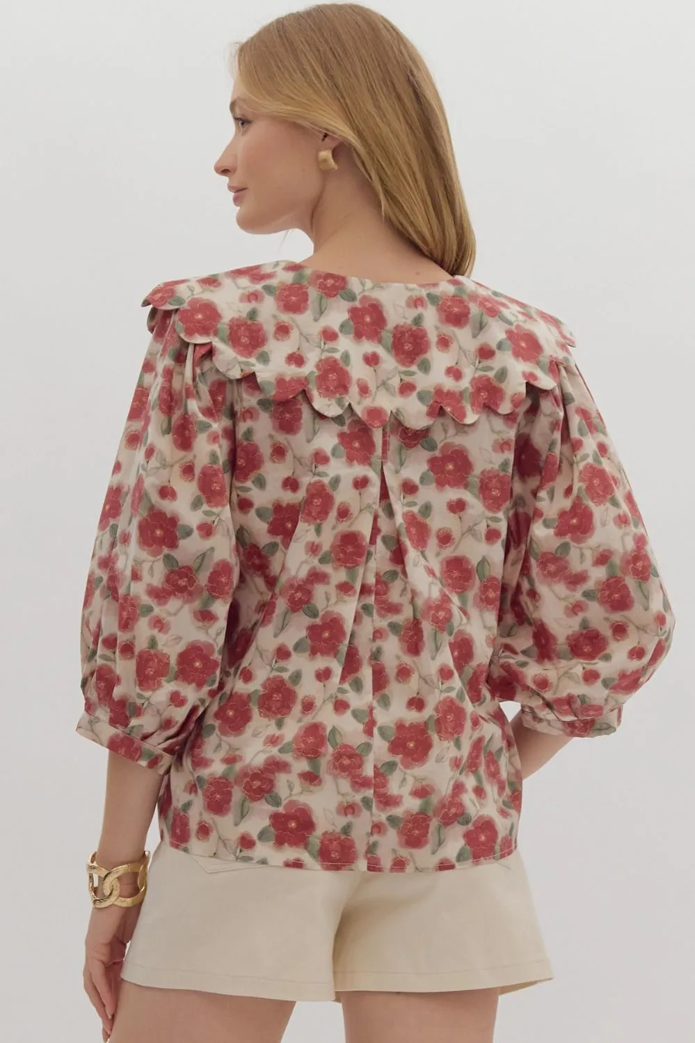 Cranberry Floral Blouse