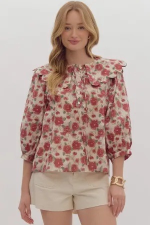 Cranberry Floral Blouse