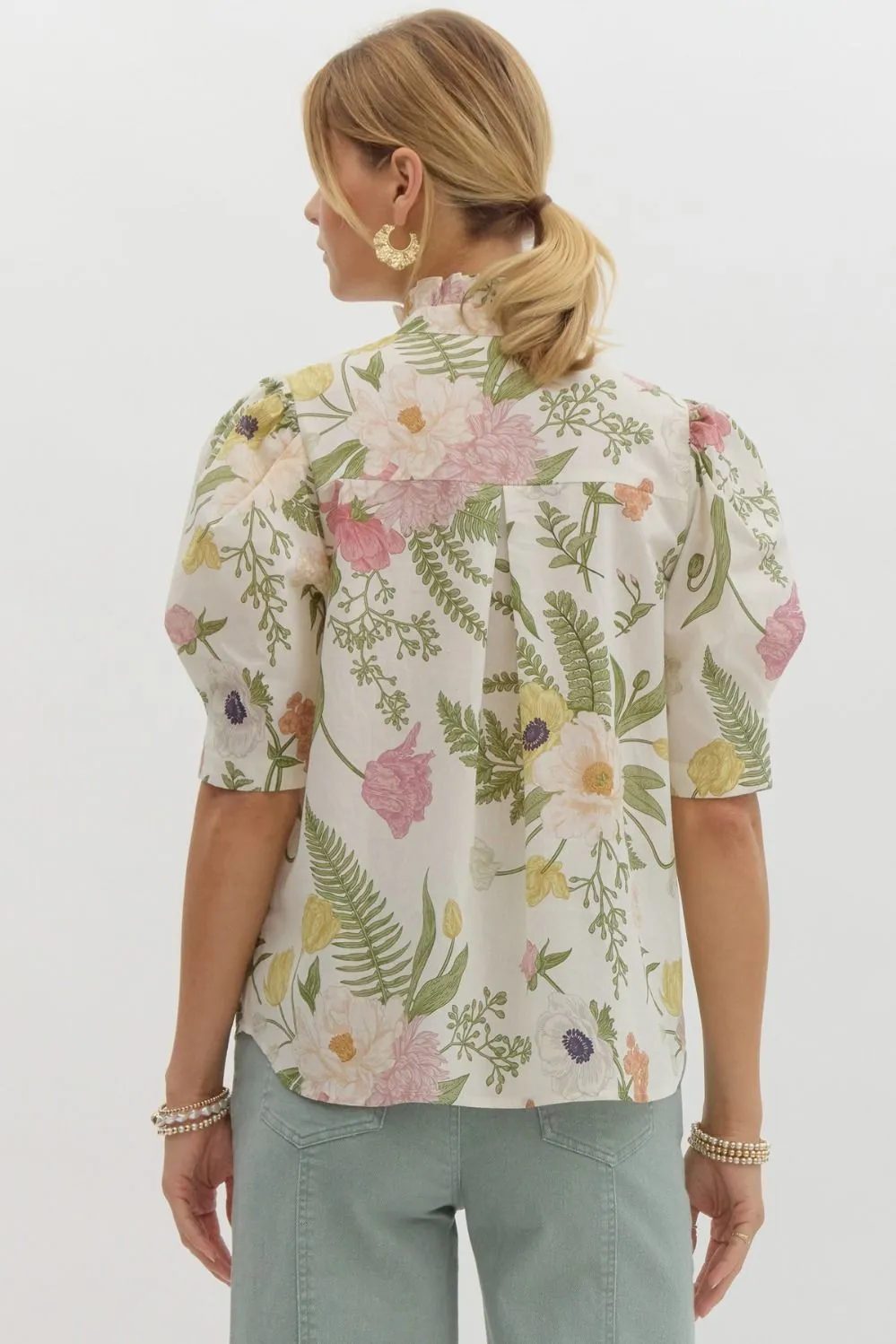 Cream Floral Blouse