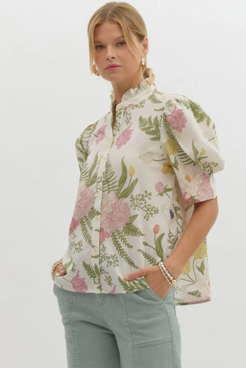 Cream Floral Blouse