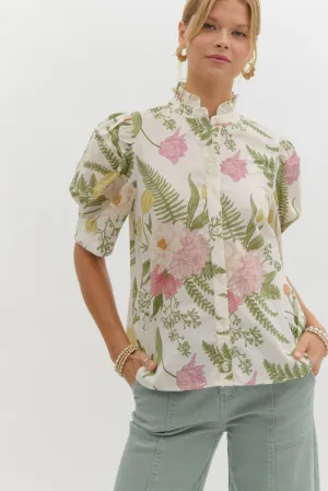 Cream Floral Blouse