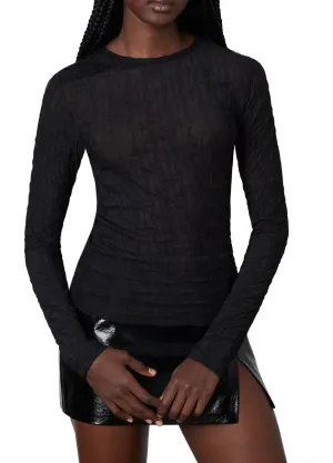 Crew Neck Mesh Long Sleeve Top
