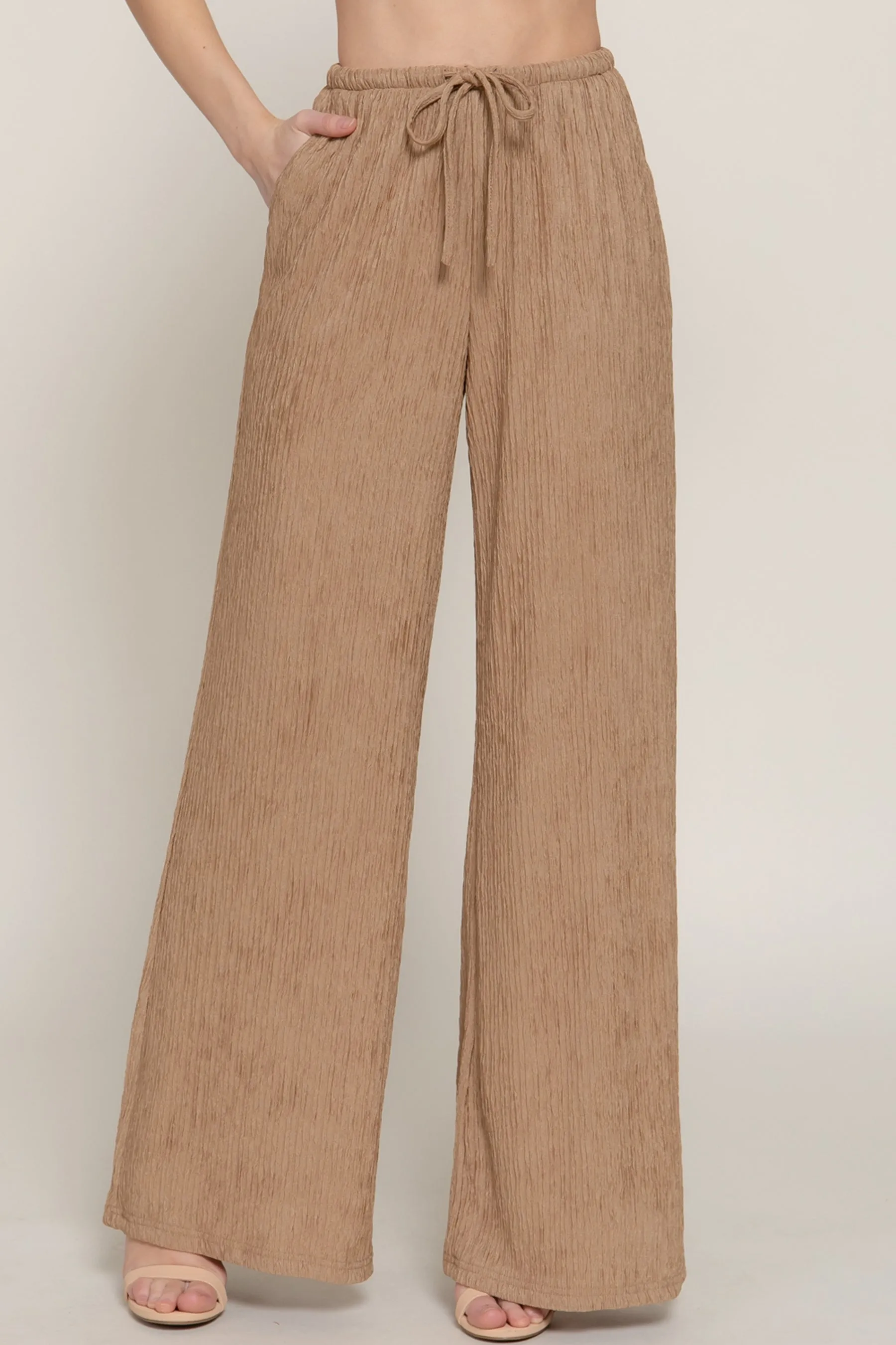 Crinkle Knit Long Pants with Drawstring Waist – Soft Stretch Wavy Texture ZP14469C28 $8EACH