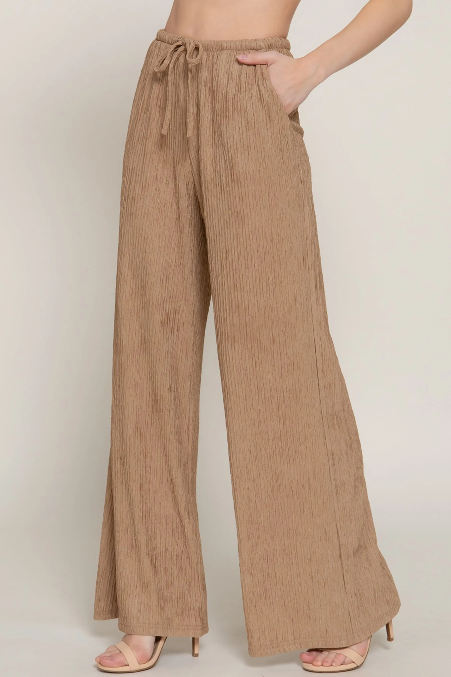 Crinkle Knit Long Pants with Drawstring Waist – Soft Stretch Wavy Texture ZP14469C28 $8EACH