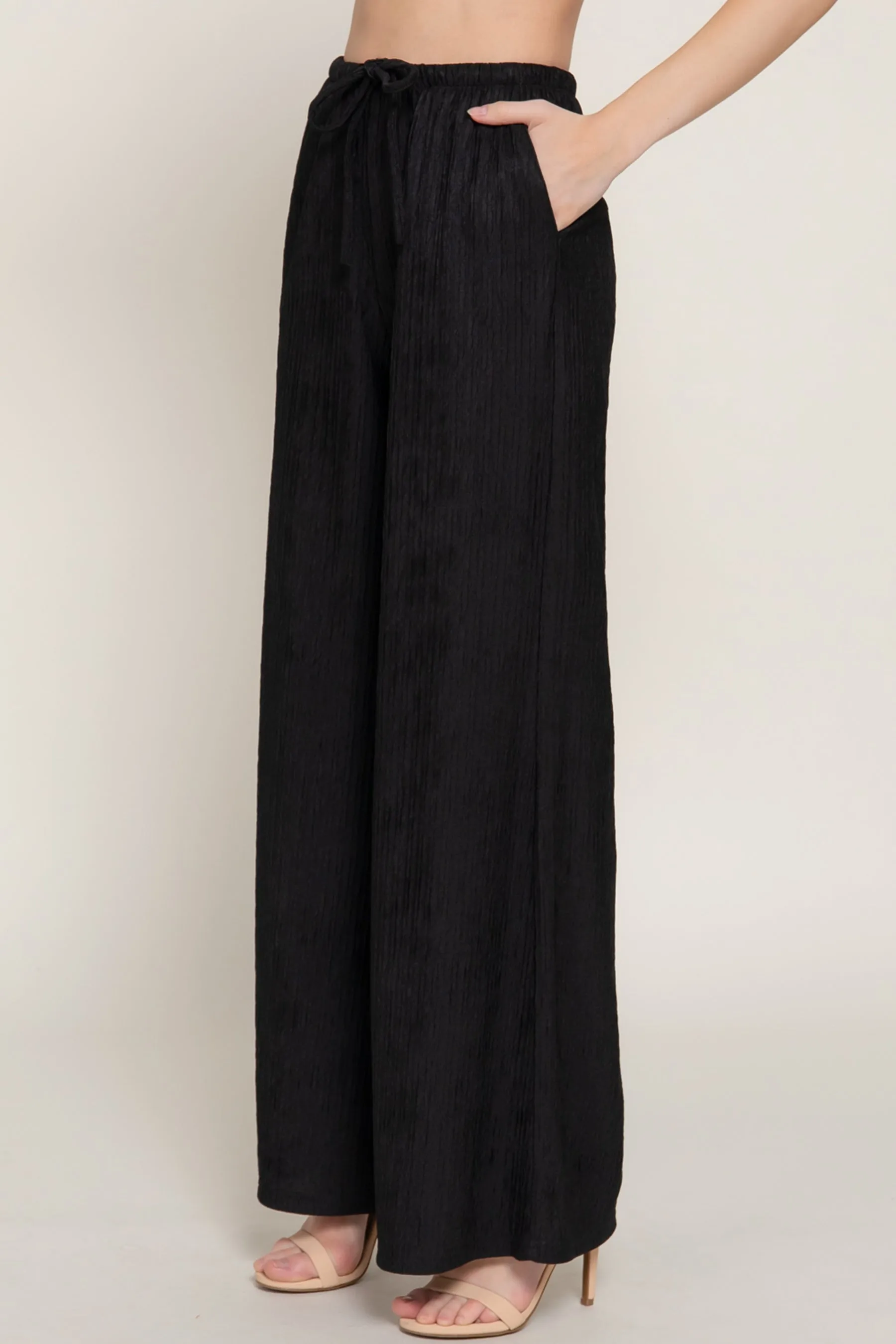 Crinkle Knit Long Pants with Drawstring Waist – Soft Stretch Wavy Texture ZP14469C28 $8EACH