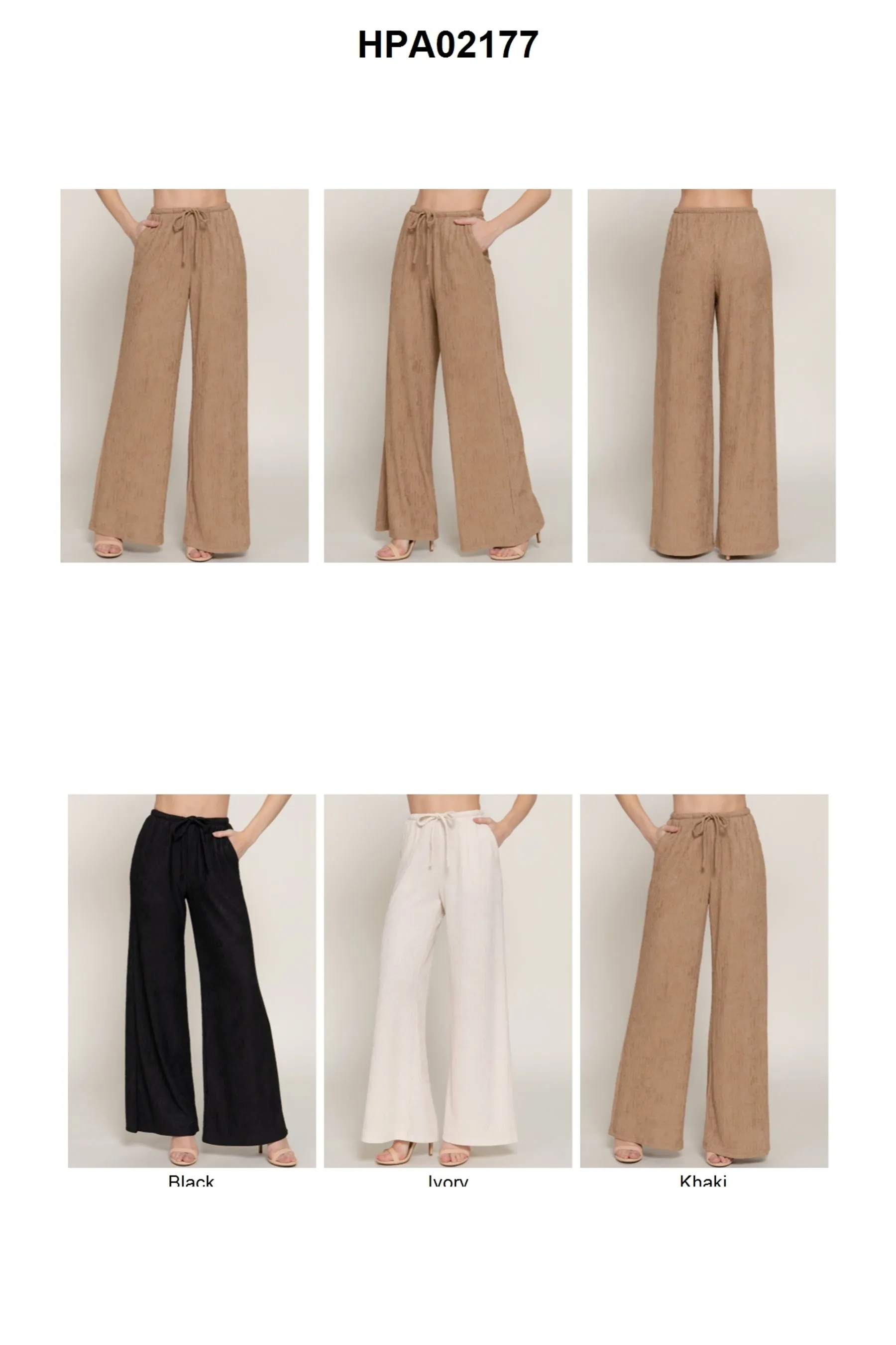 Crinkle Knit Long Pants with Drawstring Waist – Soft Stretch Wavy Texture ZP14469C28 $8EACH