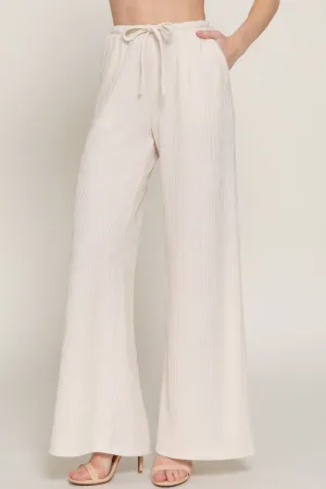 Crinkle Knit Long Pants with Drawstring Waist – Soft Stretch Wavy Texture ZP14469C28 $8EACH