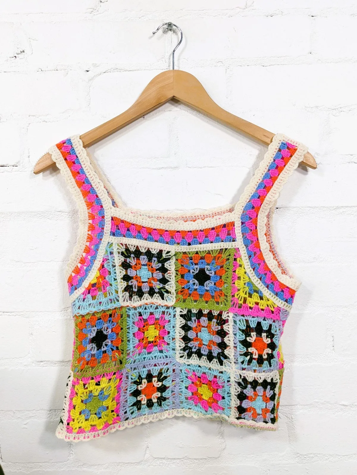 Crochet Multi Patchwork Boxy Vest