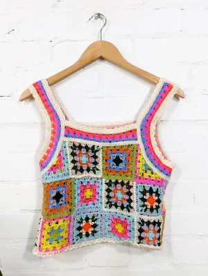 Crochet Multi Patchwork Boxy Vest
