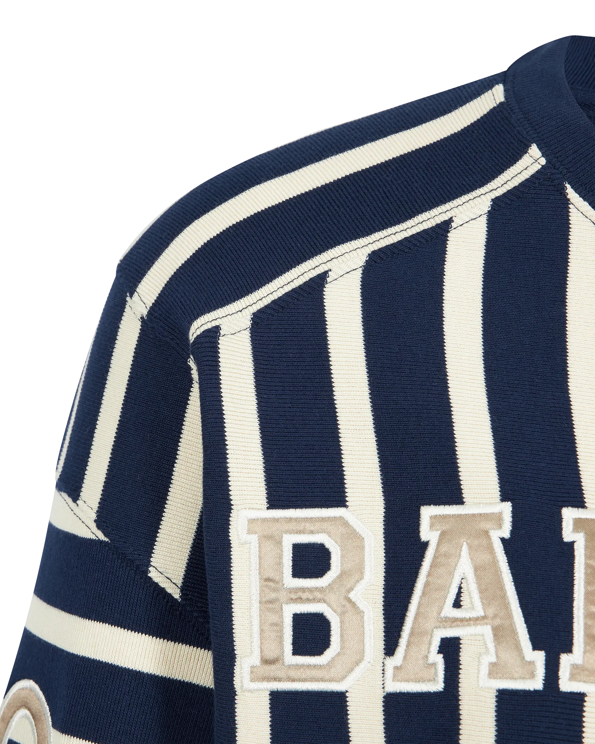 Cropped Striped Balmain Baseball T-Shirt