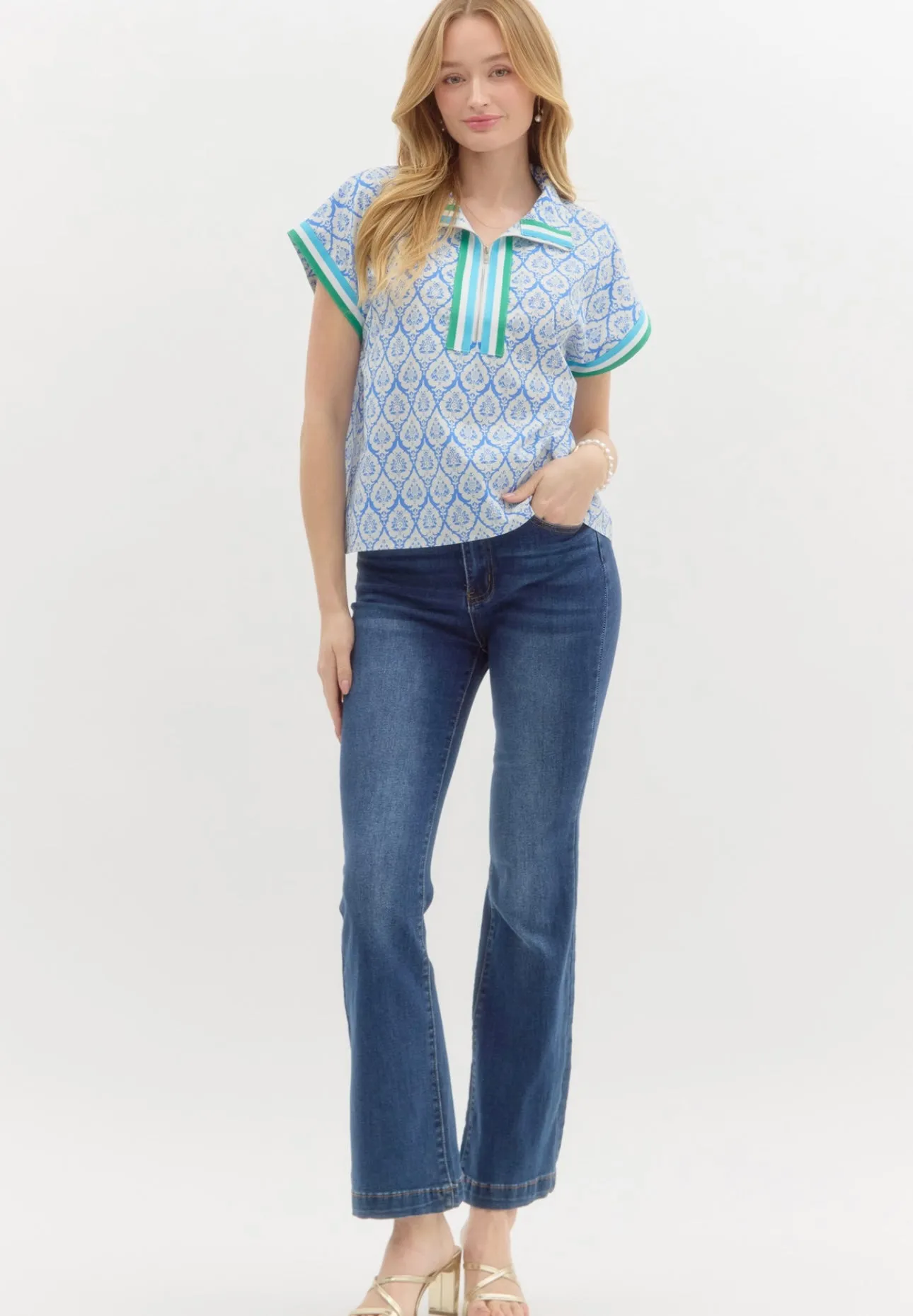 Damask Varsity Top