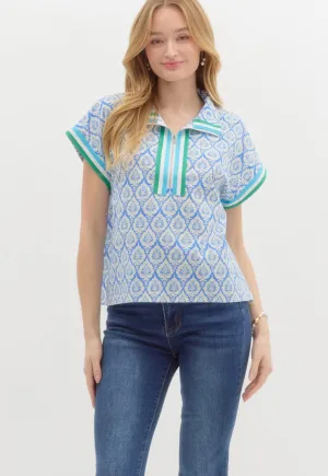 Damask Varsity Top