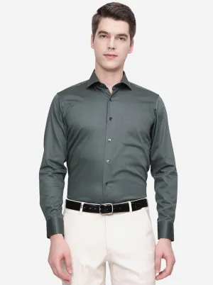 Dark Grey Solid Slim Fit Formal Shirt | Metal