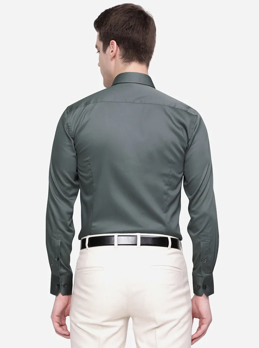 Dark Grey Solid Slim Fit Formal Shirt | Metal