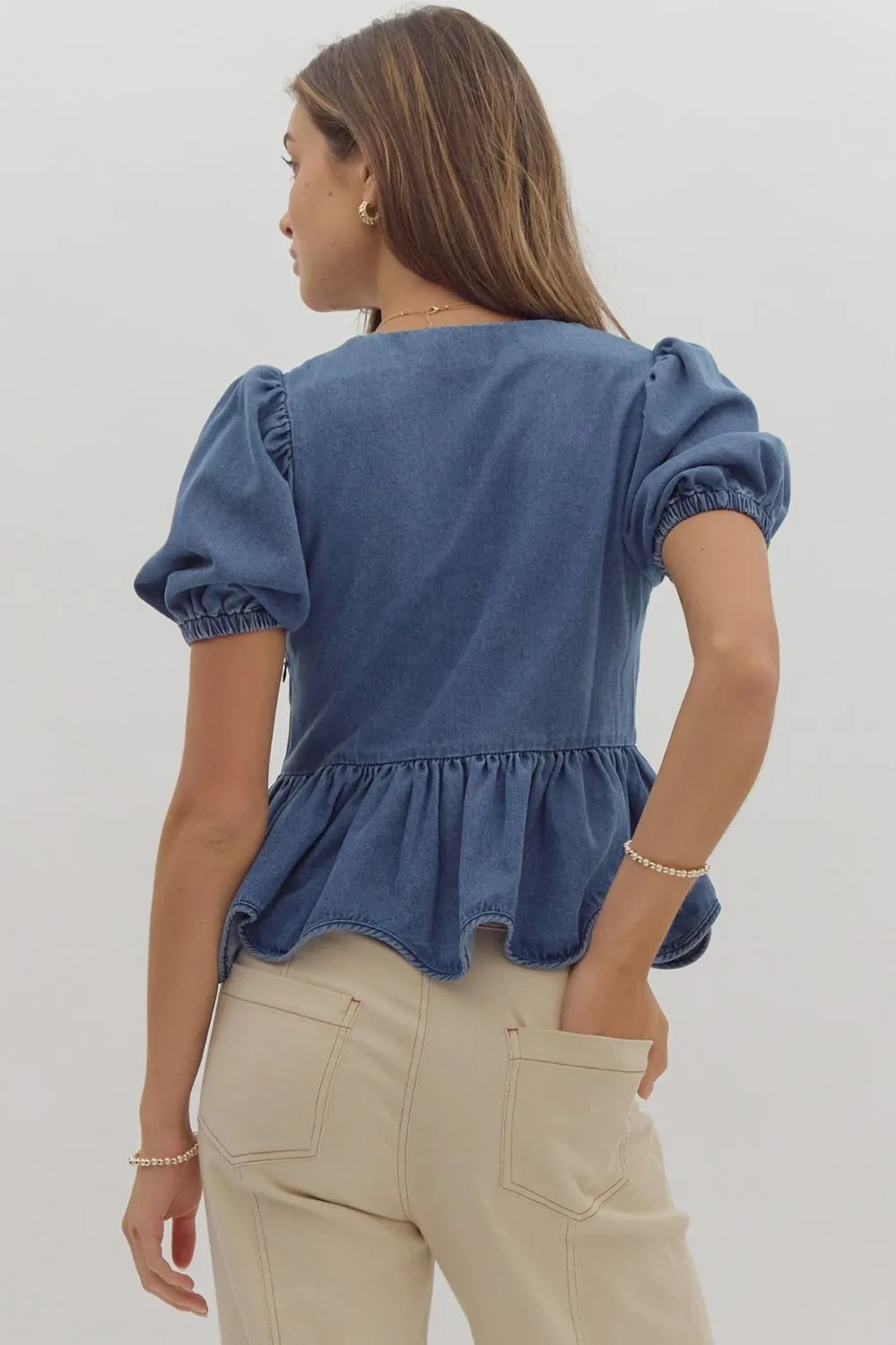 Denim Bow Top