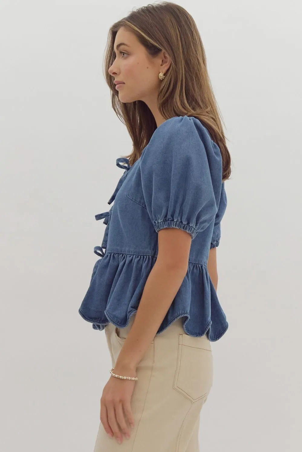 Denim Bow Top