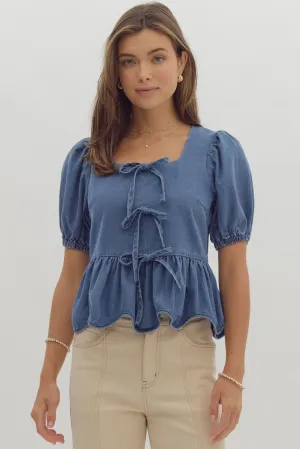 Denim Bow Top