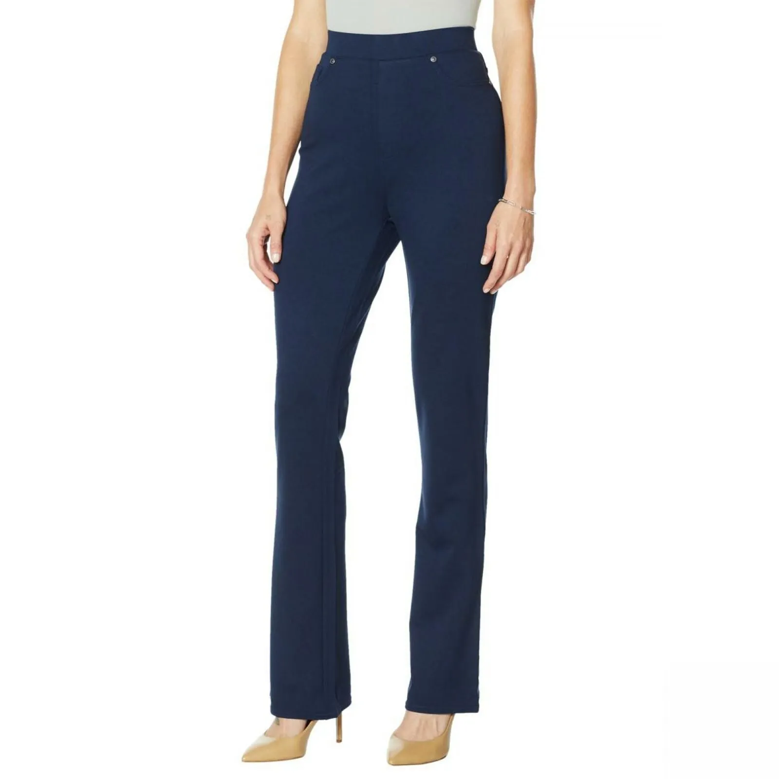 DG2 by Diane Gilman Women's Pull-On Stretch Ponte Knit Boot-Cut Pants
