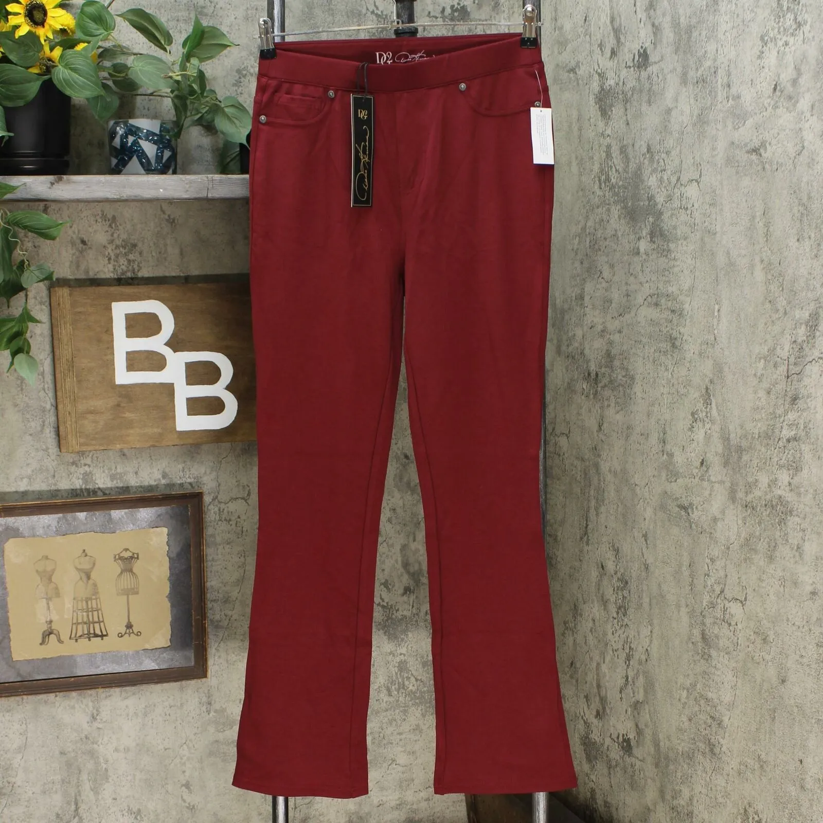 DG2 by Diane Gilman Women's Pull-On Stretch Ponte Knit Boot-Cut Pants