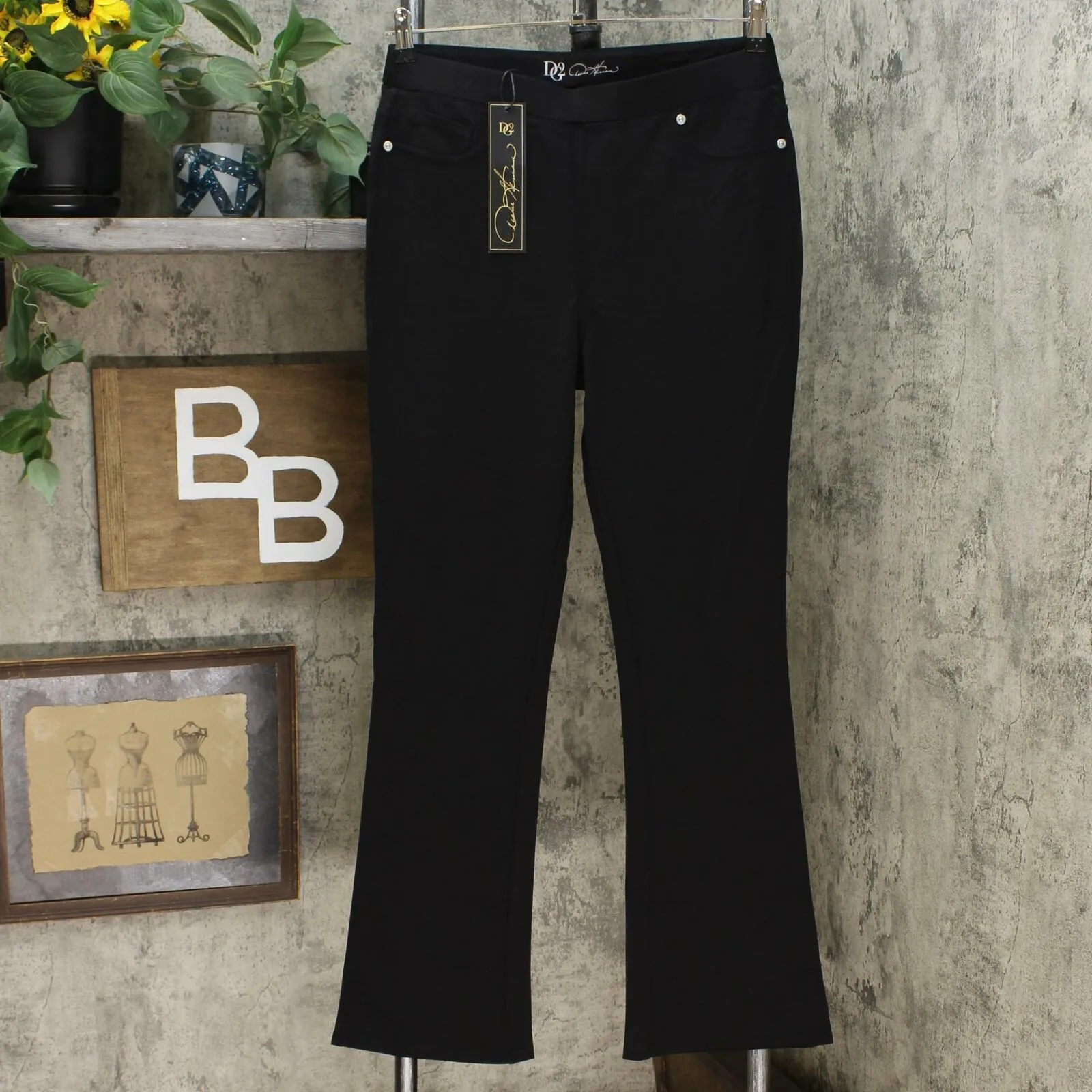 DG2 by Diane Gilman Women's Pull-On Stretch Ponte Knit Boot-Cut Pants