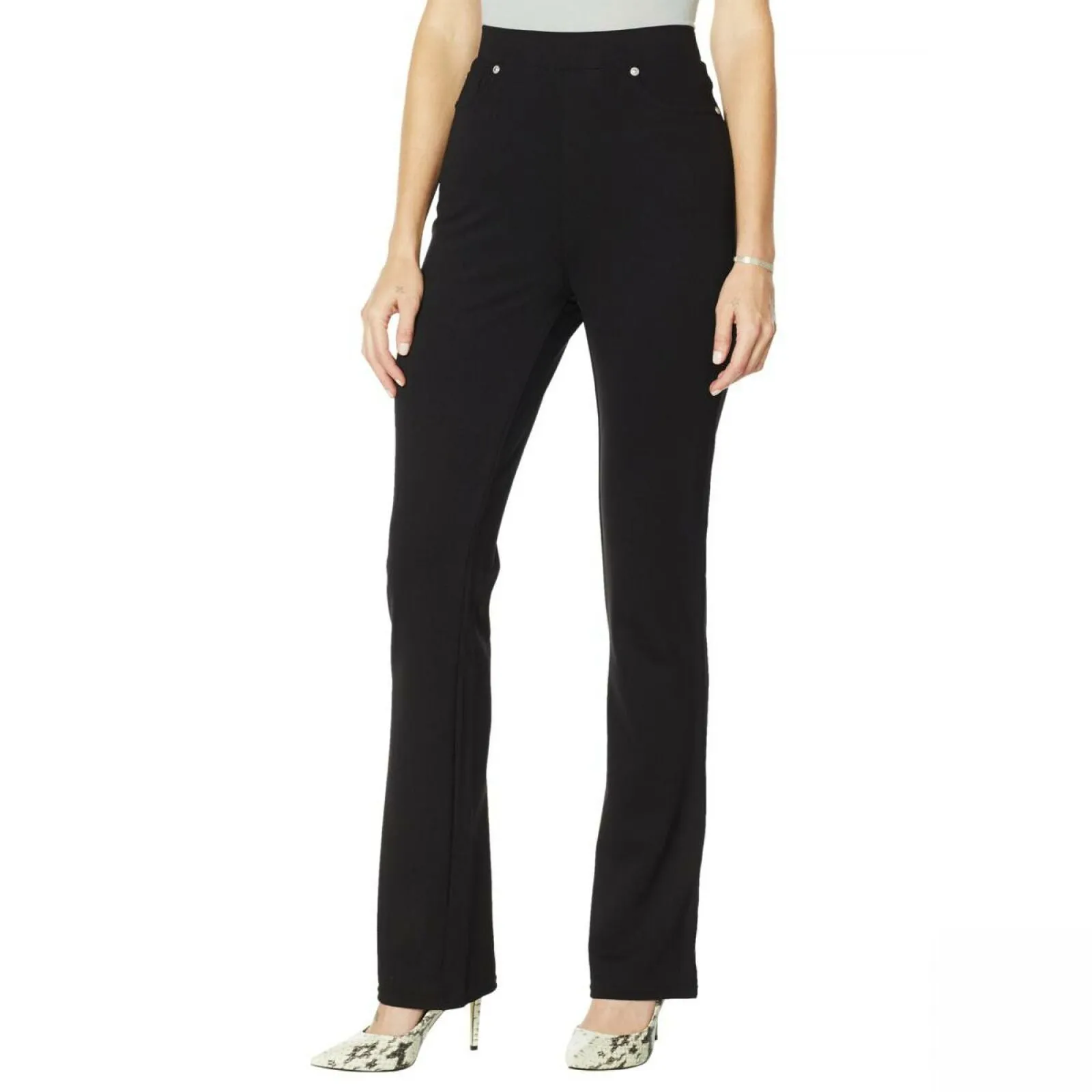 DG2 by Diane Gilman Women's Pull-On Stretch Ponte Knit Boot-Cut Pants