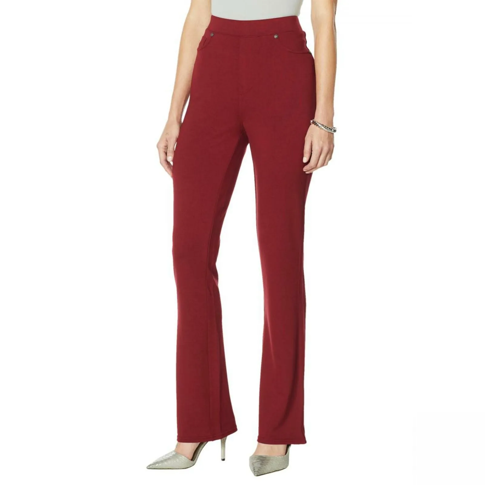 DG2 by Diane Gilman Women's Pull-On Stretch Ponte Knit Boot-Cut Pants