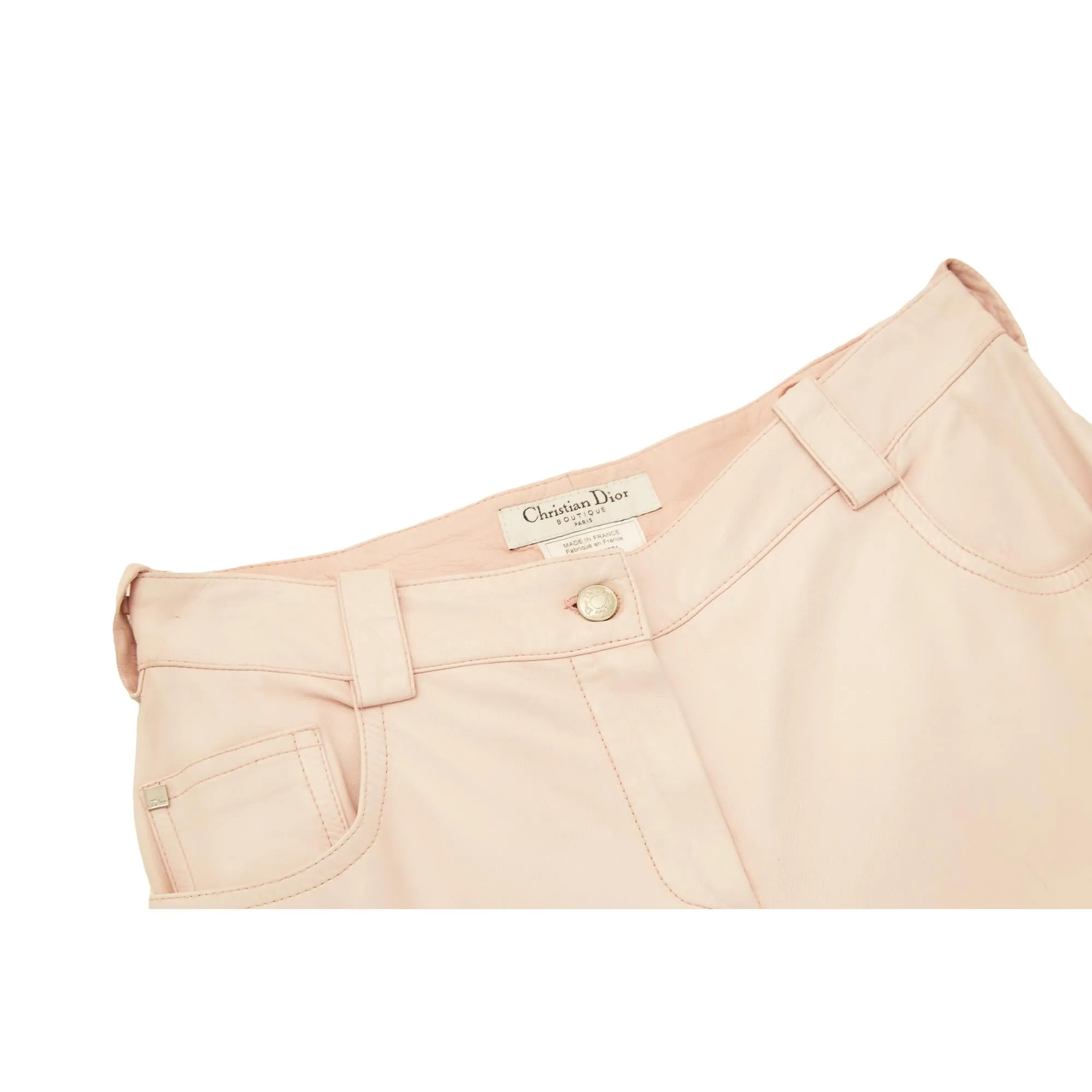 Dior Pink Logo Bondage Leather Pants
