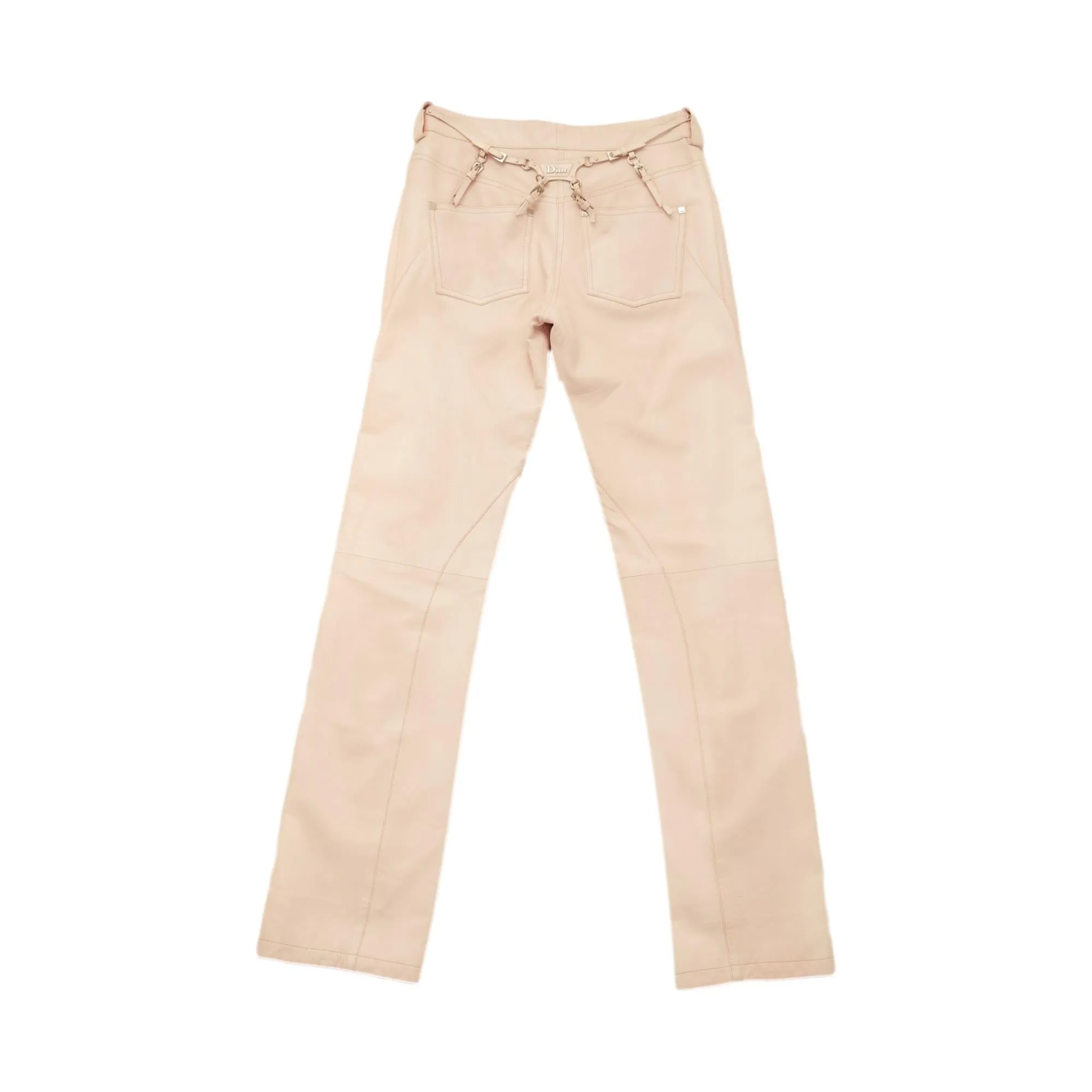Dior Pink Logo Bondage Leather Pants