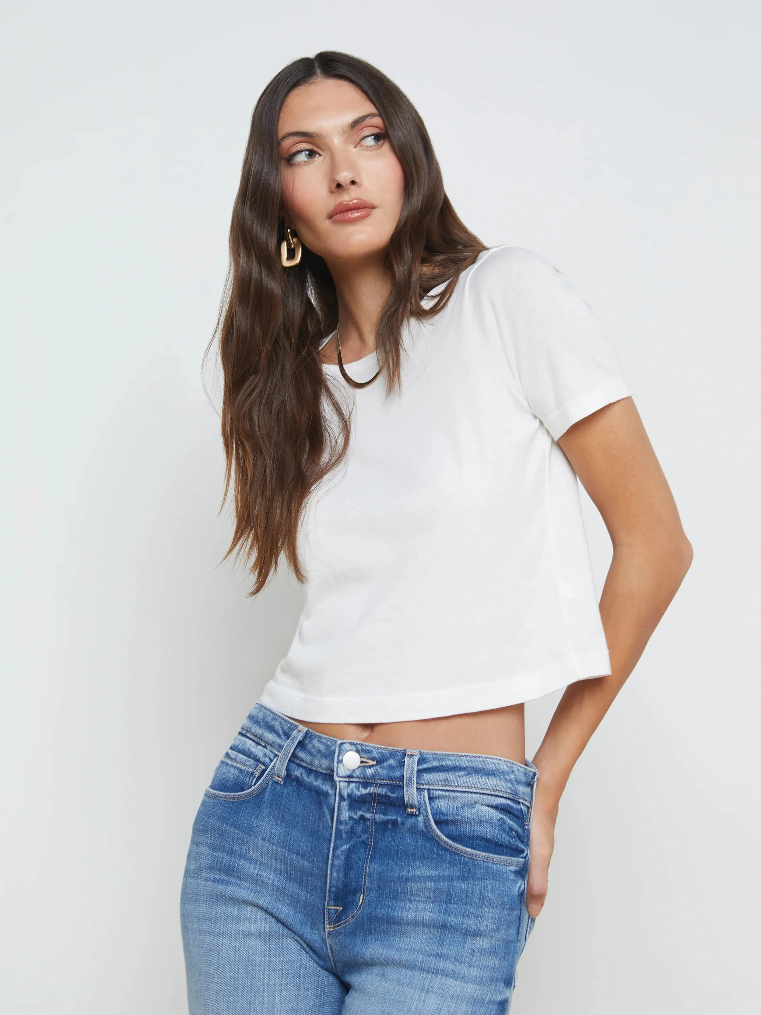DONNA SS CROP CREW NK TEE