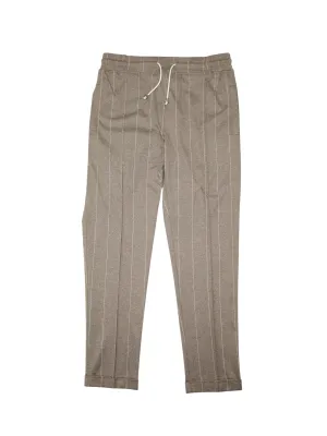 Doriani Cashmere Taupe Pinstripe Drawstring Trousers