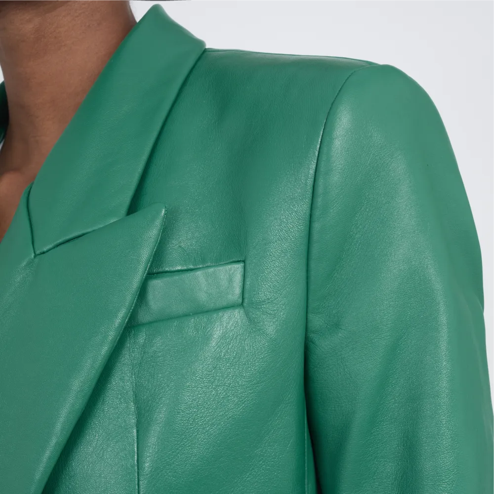 Double-Breasted Leather Jacket -Guéra