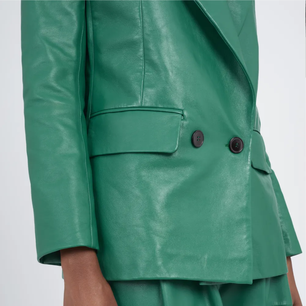 Double-Breasted Leather Jacket -Guéra