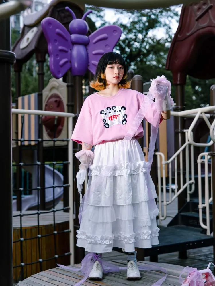 Double Panda Embroidered T-Shirt
