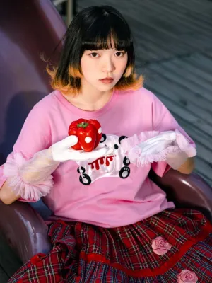 Double Panda Embroidered T-Shirt