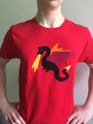 Dragon Applique T-shirt - unisex/mens fit - Red