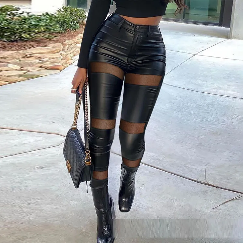 Elastic Feet  Leather Pants