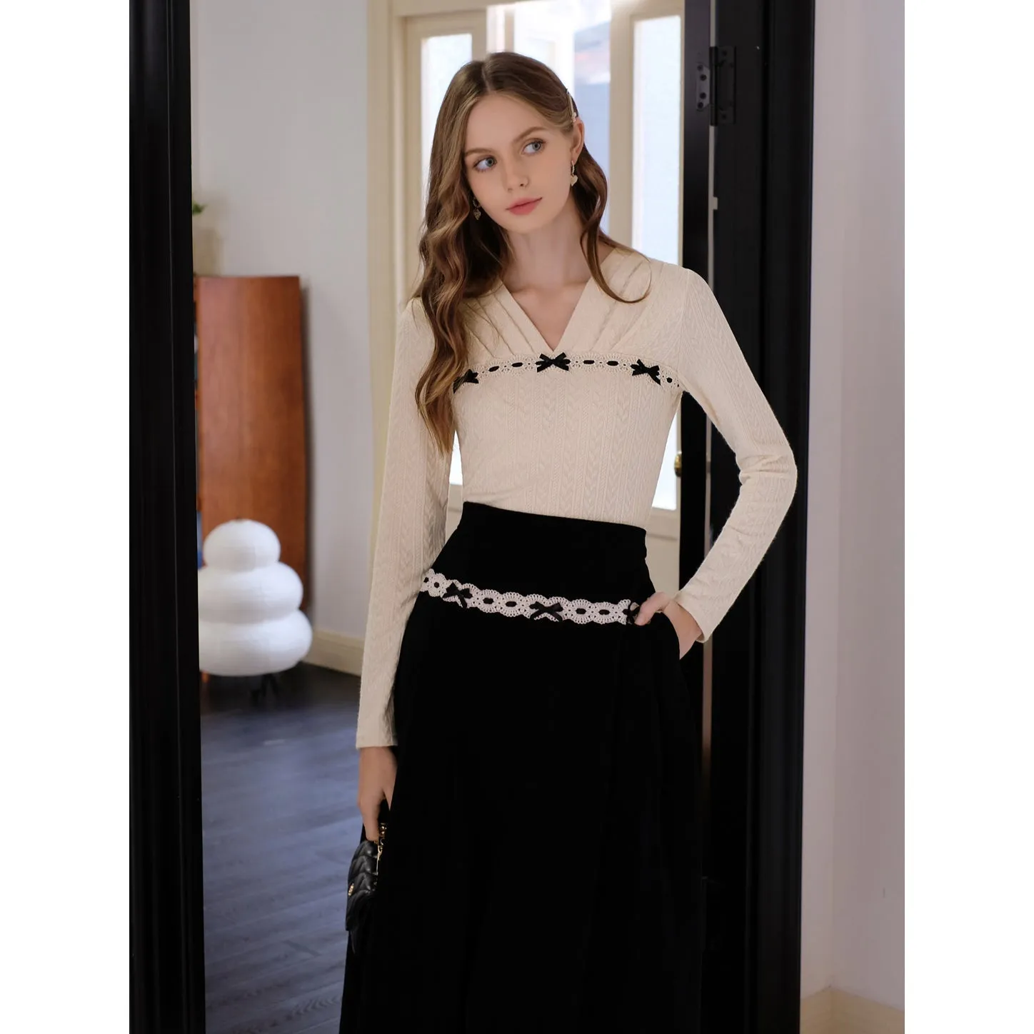 Elegant embroidered ribbon tops