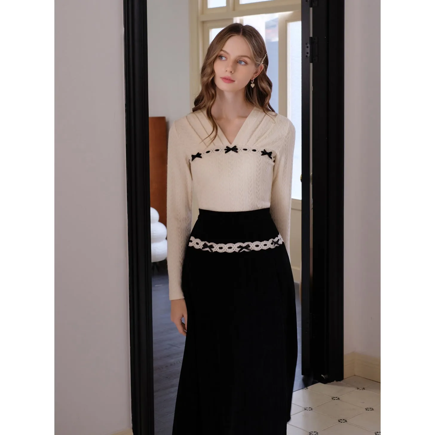 Elegant embroidered ribbon tops