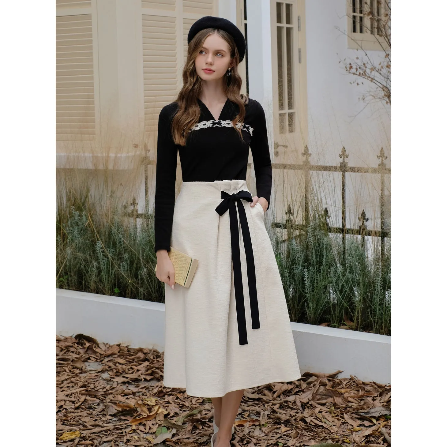 Elegant embroidered ribbon tops