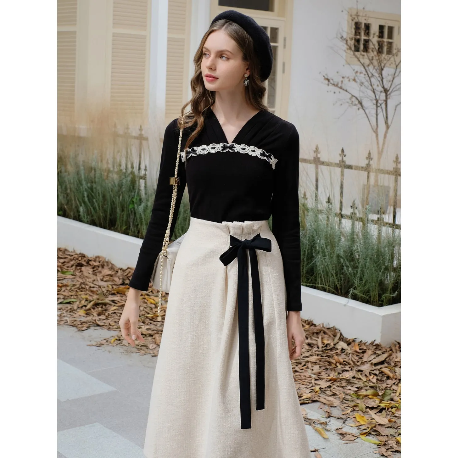 Elegant embroidered ribbon tops