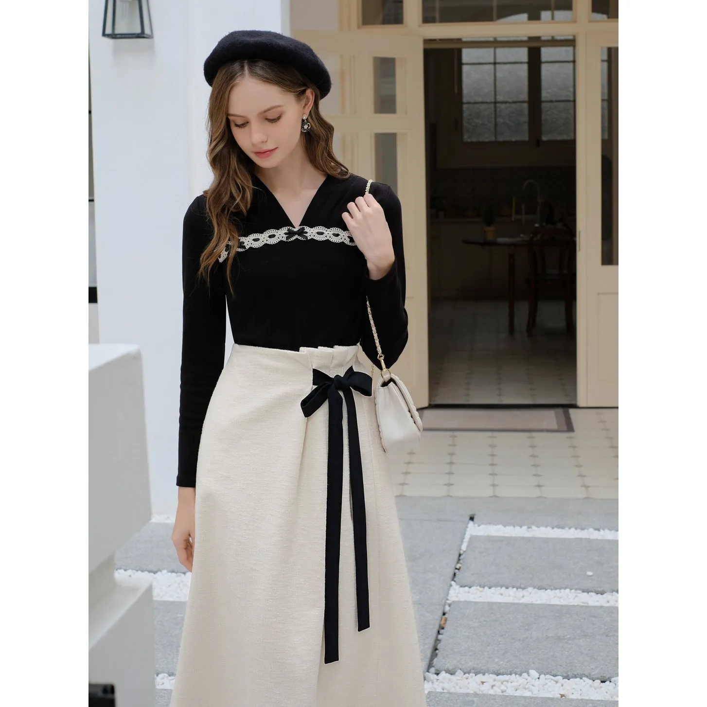Elegant embroidered ribbon tops