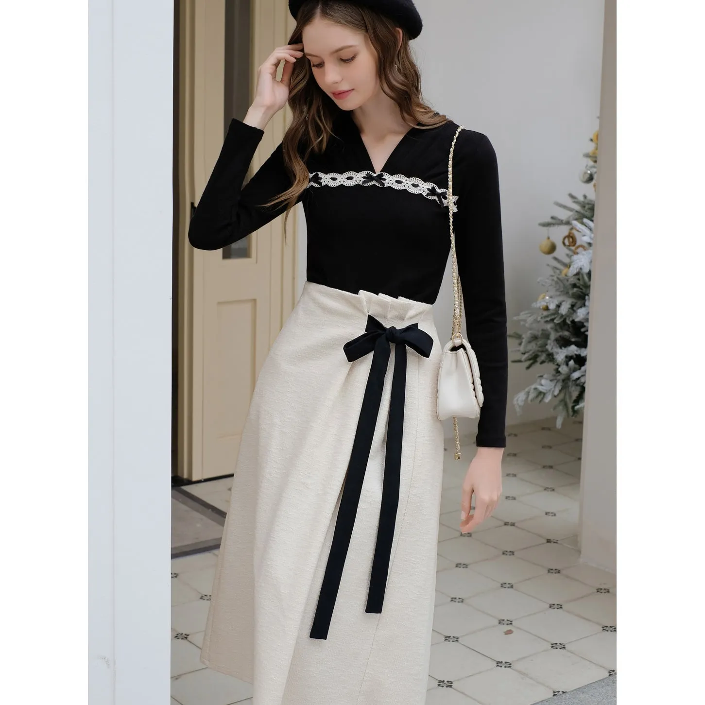 Elegant embroidered ribbon tops