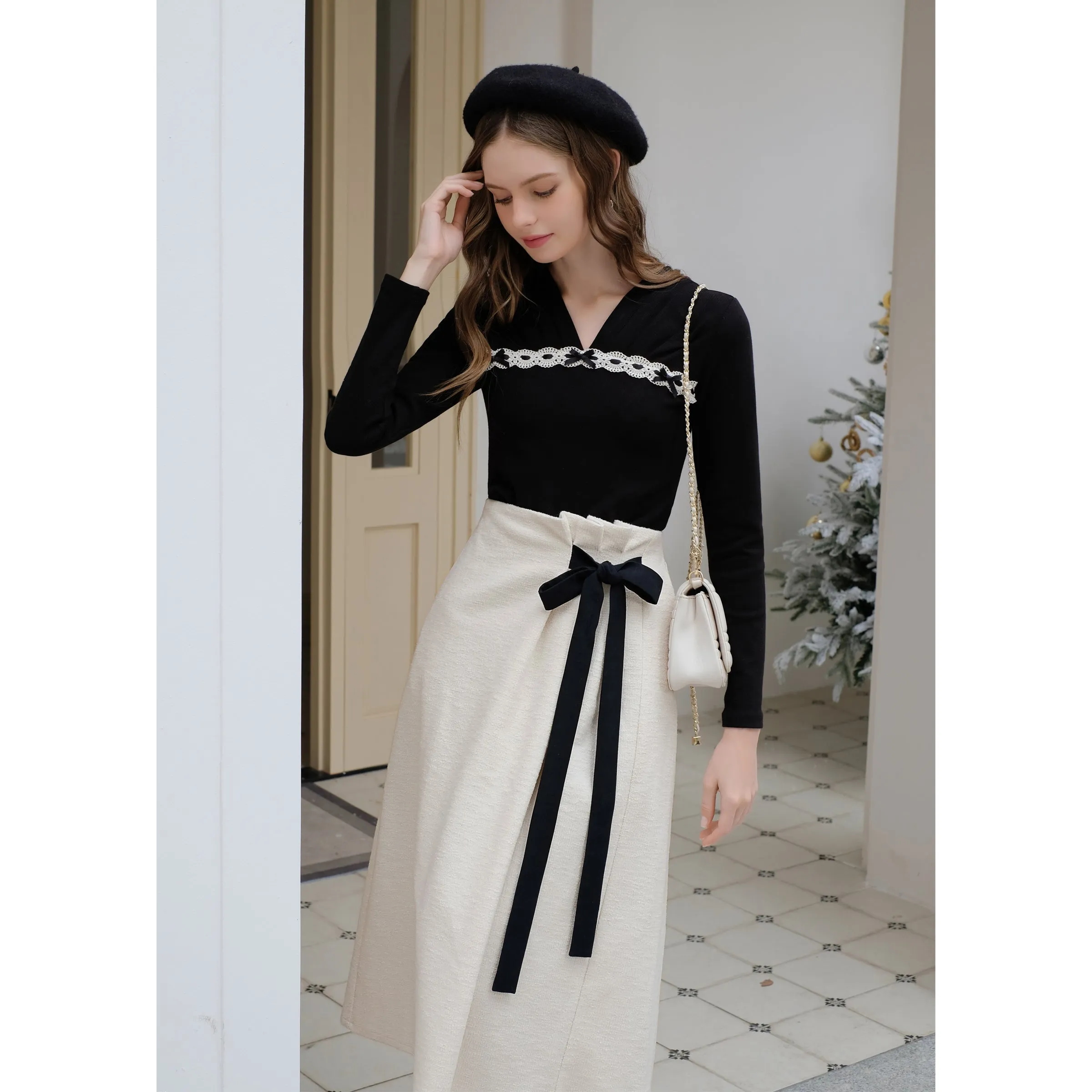 Elegant embroidered ribbon tops