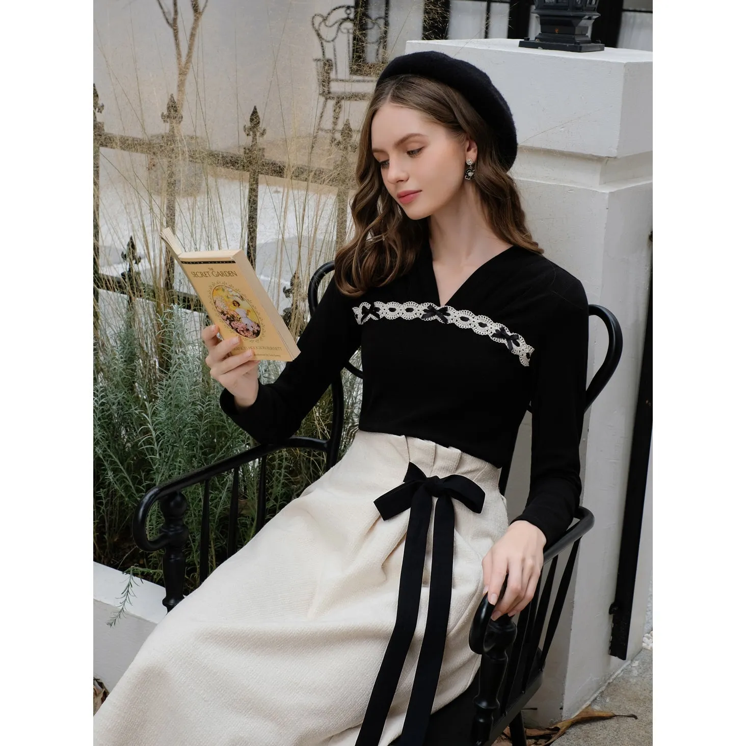 Elegant embroidered ribbon tops