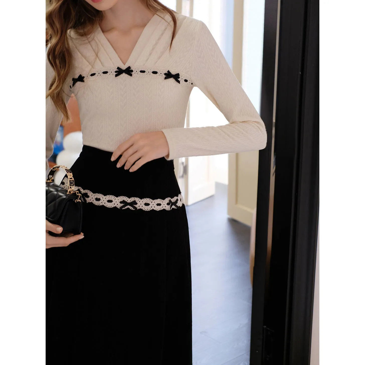 Elegant embroidered ribbon tops